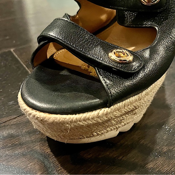 Coach Electra Espadrille Wedge Sandals in Black - Picture 8 of 16
